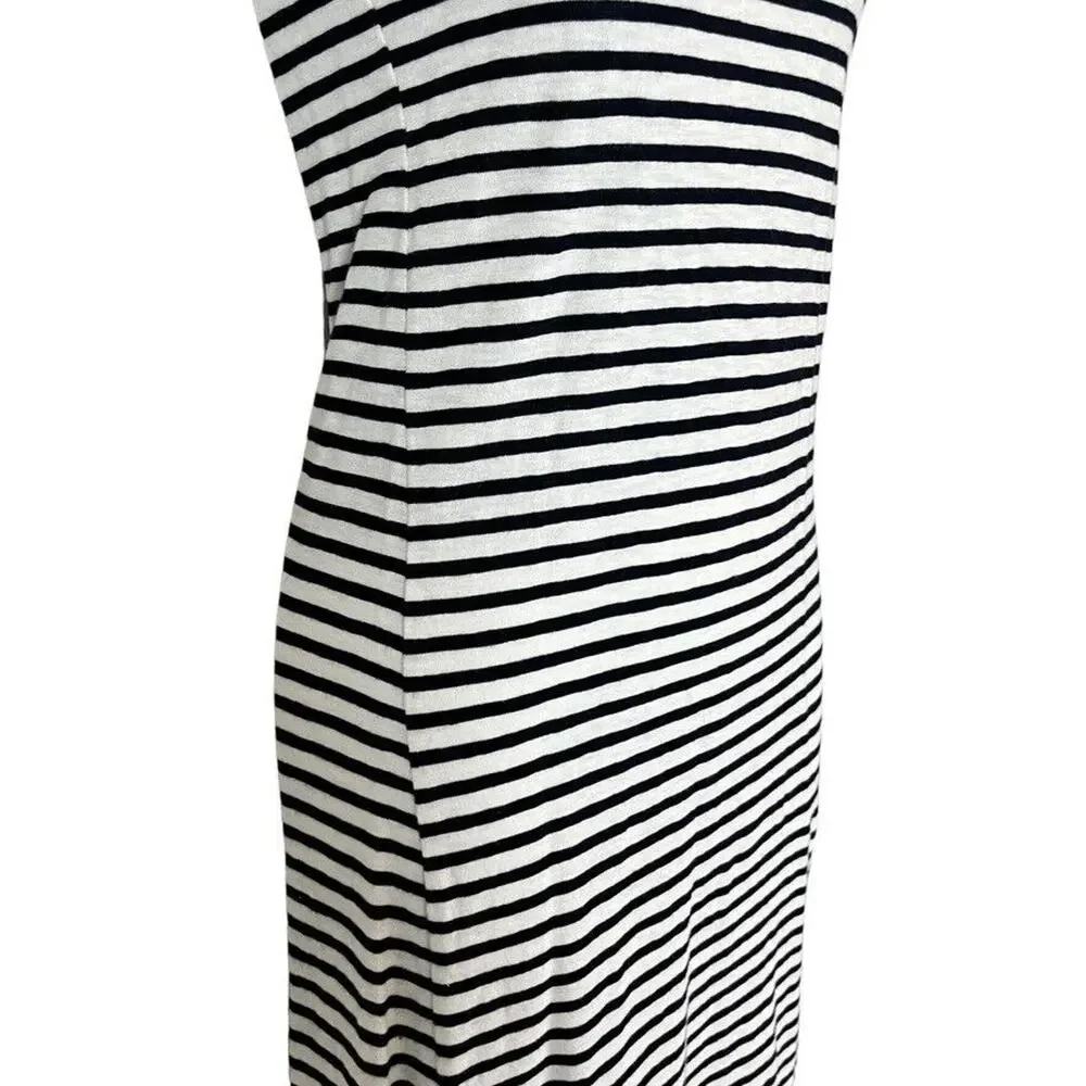 J Crew Womens F0823 Racerback Tank Navy Blue White Striped Casual Dress sz XXXS